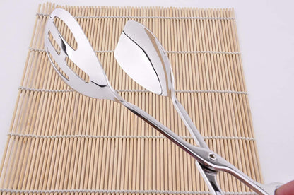 2-PACK Serving Tongs for Cooking Buffet Party Catering, Thickening Food Serving Cake Bread Kitchen Salad Tongs, Stainless Steel