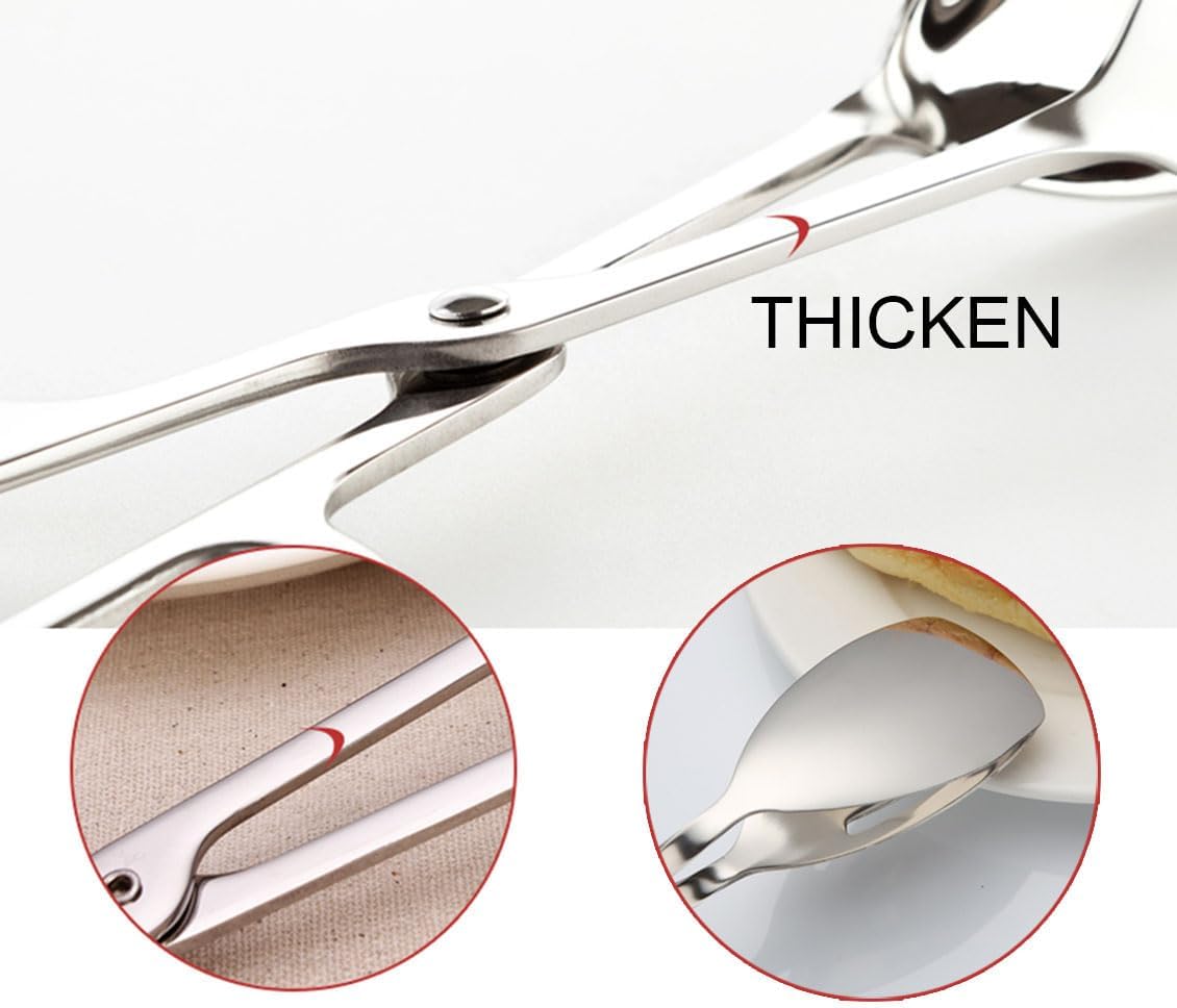 2-PACK Serving Tongs for Cooking Buffet Party Catering, Thickening Food Serving Cake Bread Kitchen Salad Tongs, Stainless Steel