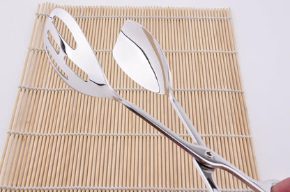 2-PACK Serving Tongs for Cooking Buffet Party Catering, Thickening Food Serving Cake Bread Kitchen Salad Tongs, Stainless Steel