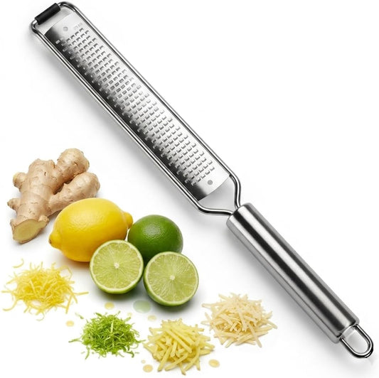 13.5 inch Lemon Zester, 304 Stainless Steel Cheese Grater, Kitchen Tool Metal Zester for Vegetable Fruits, Ginger, Garlic, Nutmeg, Chocolate, Citrus, Lime Zesters & Grater.