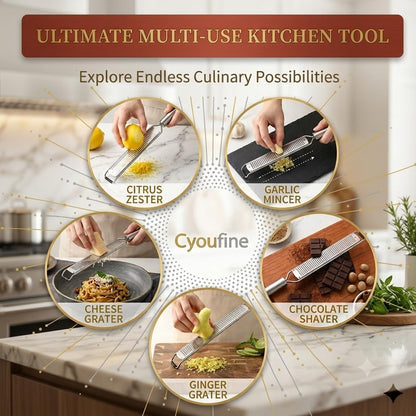 13.5 inch Lemon Zester, 304 Stainless Steel Cheese Grater, Kitchen Tool Metal Zester for Vegetable Fruits, Ginger, Garlic, Nutmeg, Chocolate, Citrus, Lime Zesters & Grater.