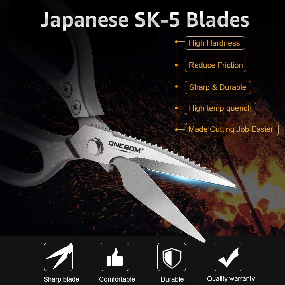Kitchen Shears 2 Pack,Multi-Function Kitchen Scissors Heavy Duty Sharp 304 Stainless Steel, Apartment Kitchen Accessories Cooking Shears for Chicken,Meat,Fish,Poultry(Sliver)