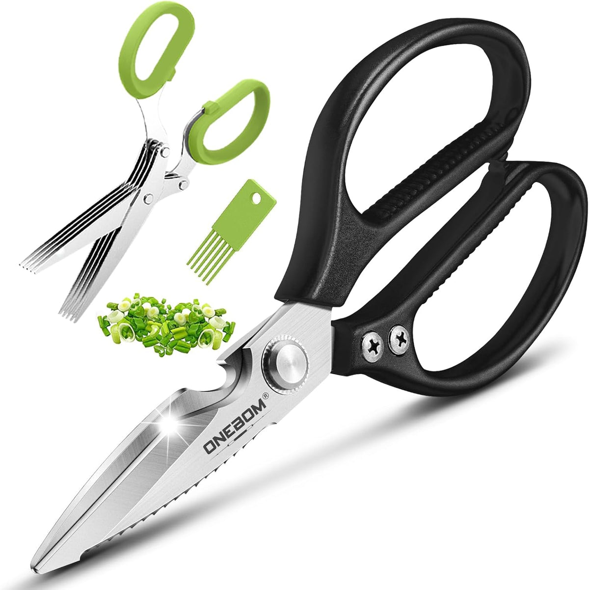 Kitchen Shears 2 Pack,Multi-Function Kitchen Scissors Heavy Duty Sharp 304 Stainless Steel, Apartment Kitchen Accessories Cooking Shears for Chicken,Meat,Fish,Poultry(Sliver)
