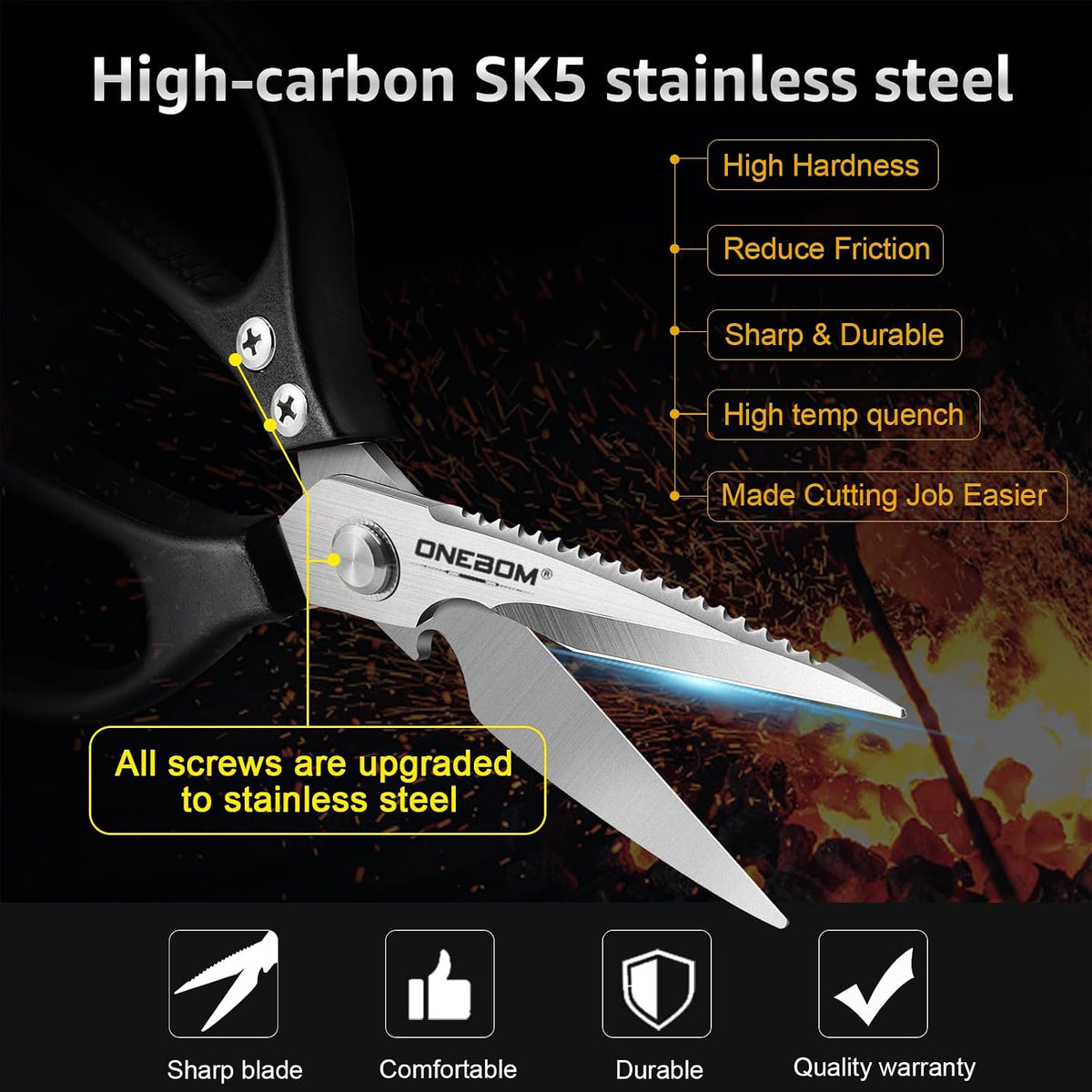 Kitchen Shears 2 Pack,Multi-Function Kitchen Scissors Heavy Duty Sharp 304 Stainless Steel, Apartment Kitchen Accessories Cooking Shears for Chicken,Meat,Fish,Poultry(Sliver)