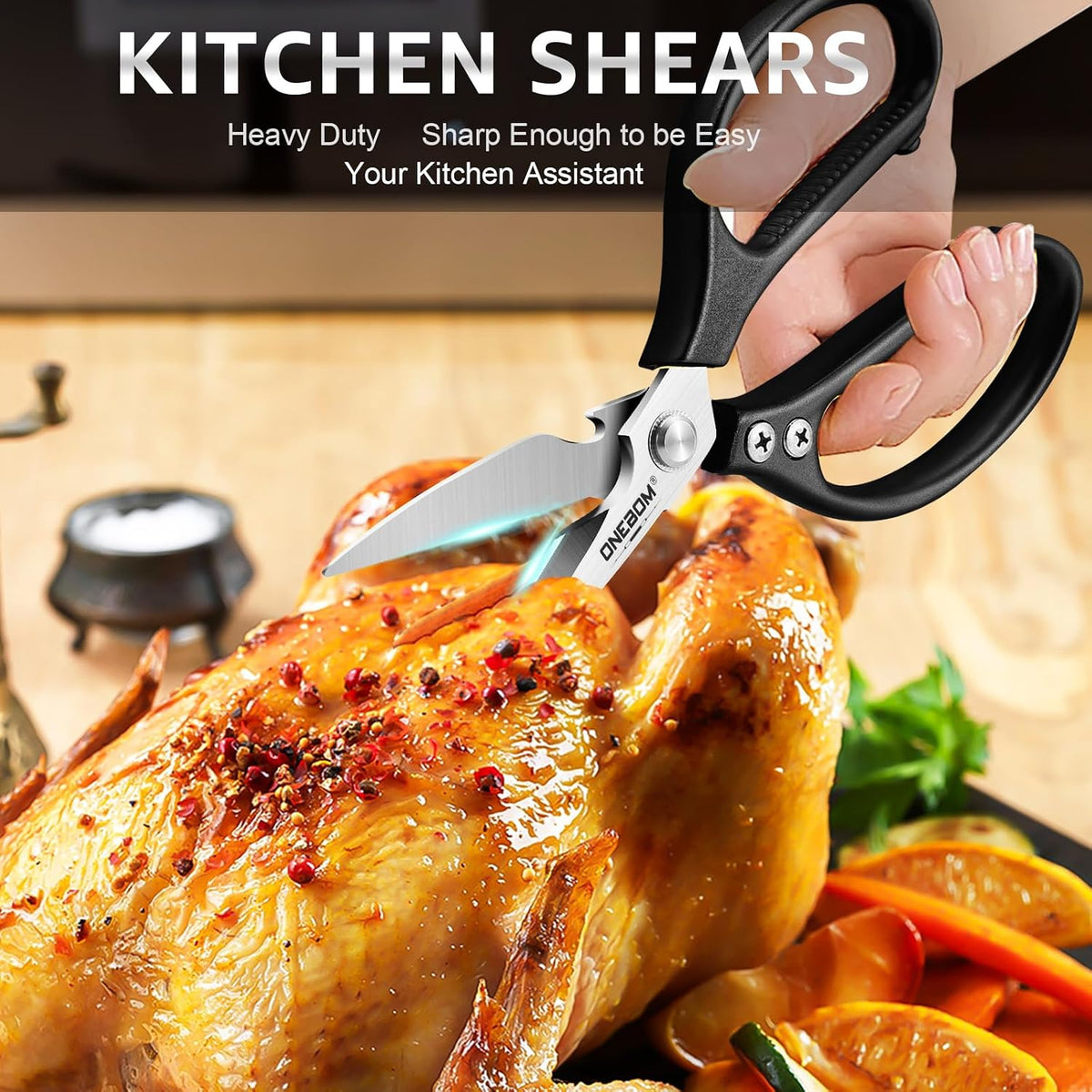 Kitchen Shears 2 Pack,Multi-Function Kitchen Scissors Heavy Duty Sharp 304 Stainless Steel, Apartment Kitchen Accessories Cooking Shears for Chicken,Meat,Fish,Poultry(Sliver)