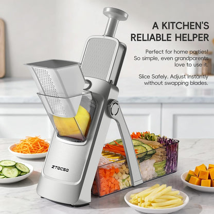 Safe Mandoline Slicer for Kitchen, Vegetable & Food Cutter, Easy to Clean