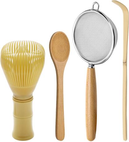 4 Pcs Matcha Whisk Set with Spoon and Sieve