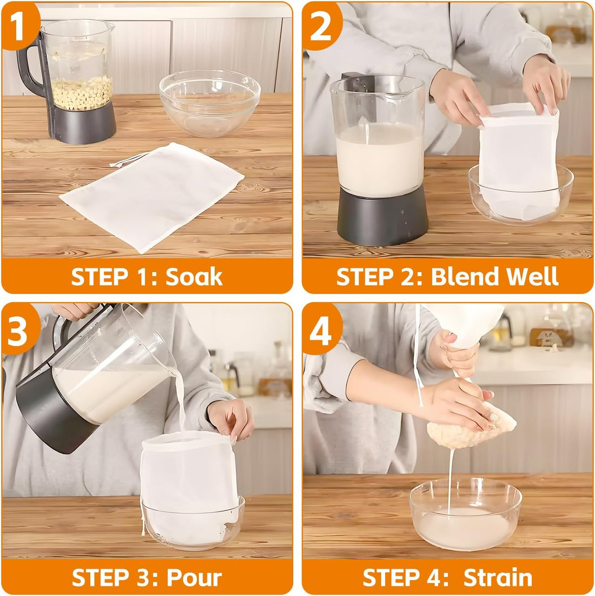 Cheese Cloth Bag for Straining, 200-Mesh 12 x 8 Inches Nylon Nut Milk Bag, Reusable Food Grade Juicing Bags for Straining Fruit Juice, Yogurt, Nut Milk, Coffee & Cheese - Kitchen Goodies