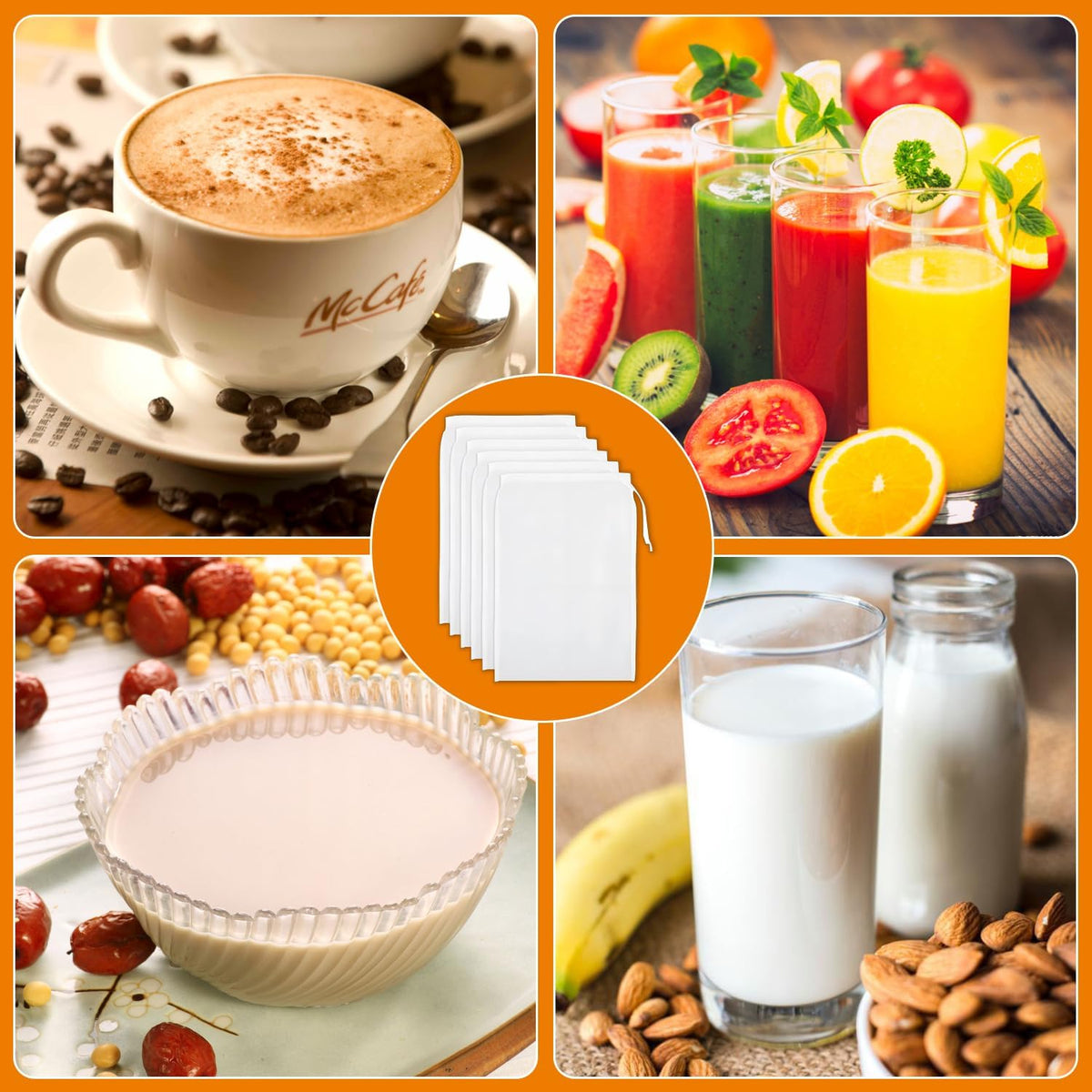 Cheese Cloth Bag for Straining, 200-Mesh 12 x 8 Inches Nylon Nut Milk Bag, Reusable Food Grade Juicing Bags for Straining Fruit Juice, Yogurt, Nut Milk, Coffee & Cheese - Kitchen Goodies