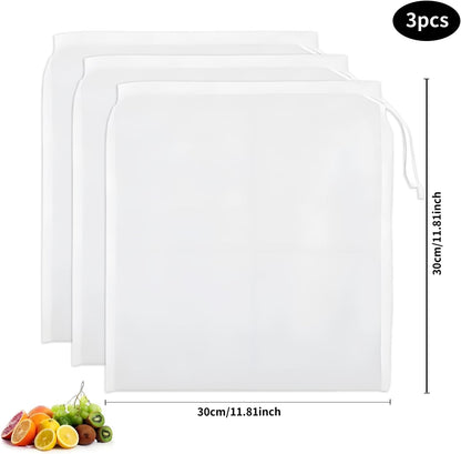 Cheese Cloth Bag for Straining, 200-Mesh 12 x 8 Inches Nylon Nut Milk Bag, Reusable Food Grade Juicing Bags for Straining Fruit Juice, Yogurt, Nut Milk, Coffee & Cheese - Kitchen Goodies