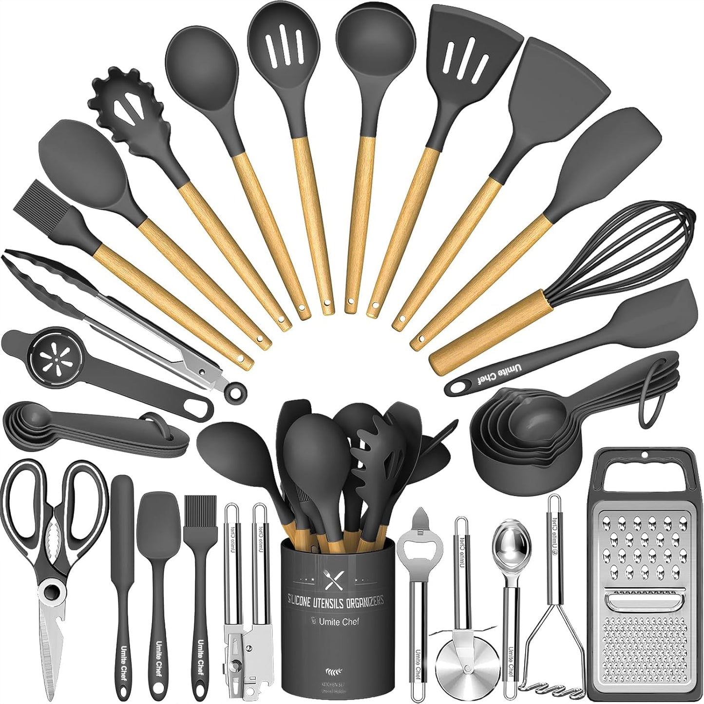 Food Grade Thickened Silicone (Stainless Steel Core) Kitchen Gadgets Tools Set - Kitchen Cooking Utensils Set, Heat Resistant Kitchen Spatula Tools Set