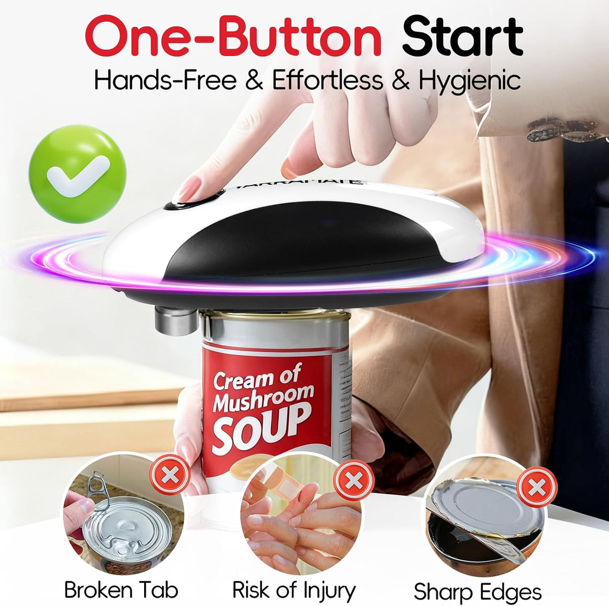 Rechargeable Electric Can Opener, USB-C Smooth Edge Cutter