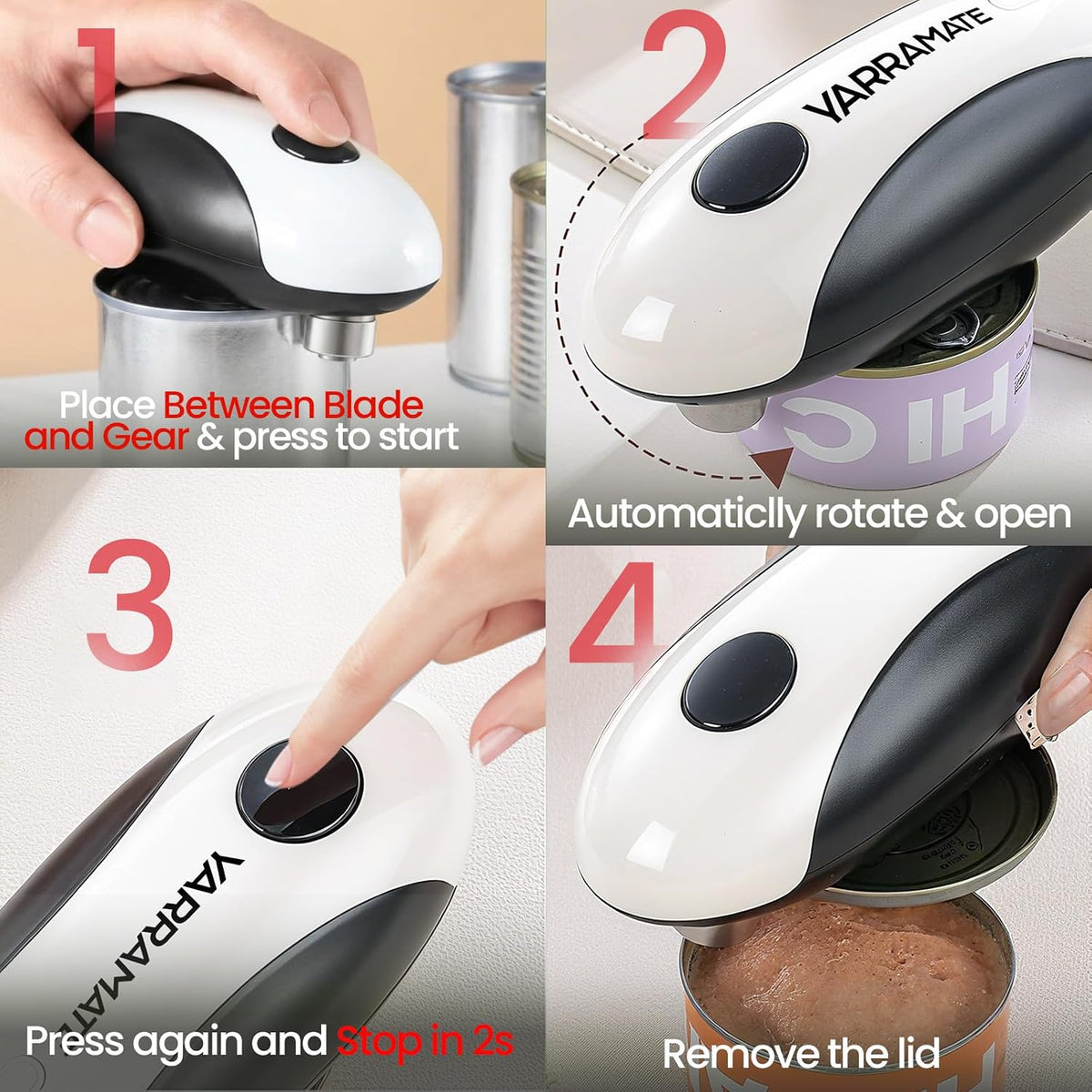 Rechargeable Electric Can Opener, USB-C Smooth Edge Cutter