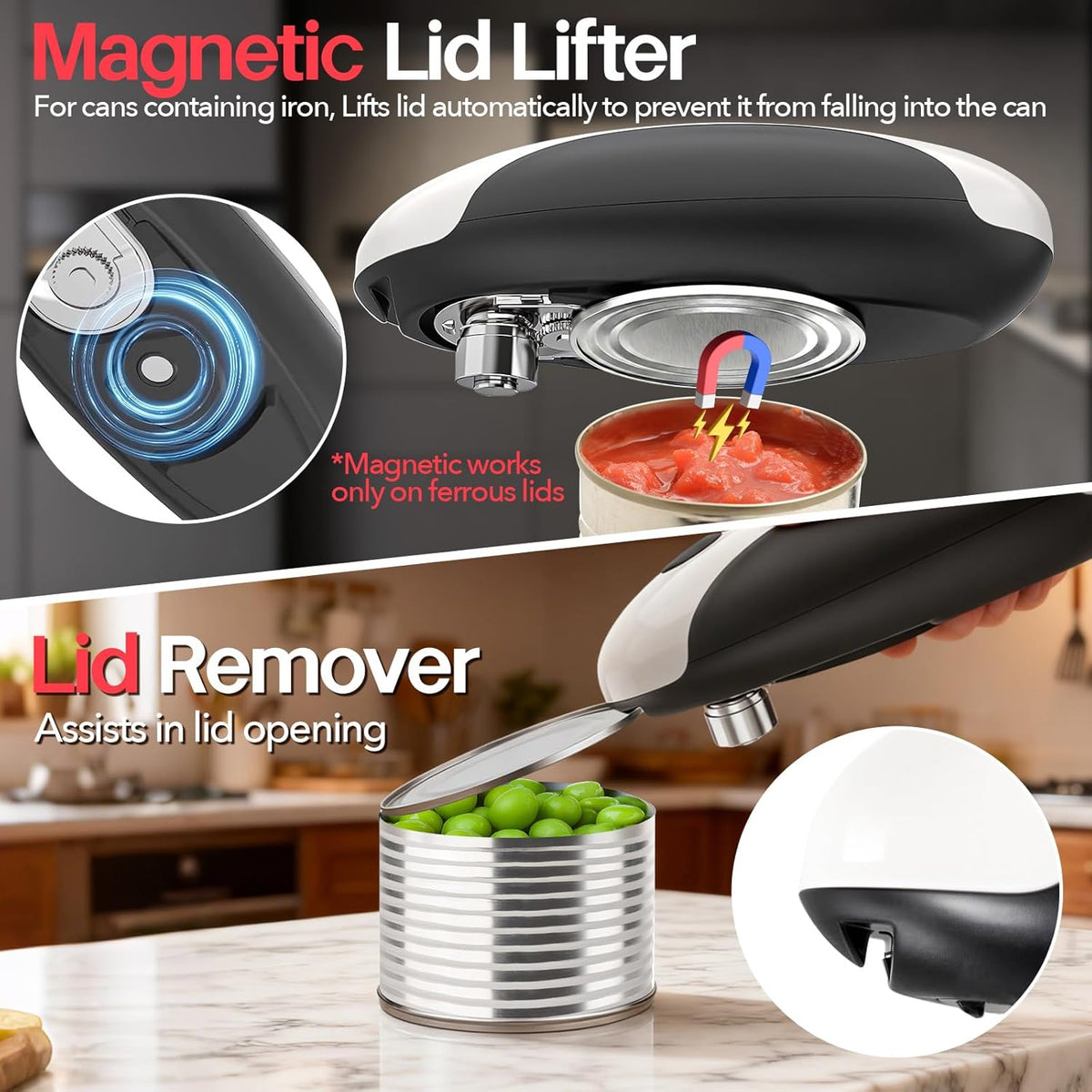 Rechargeable Electric Can Opener, USB-C Smooth Edge Cutter