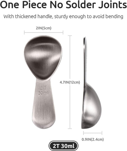 18/8 Stainless Steel Coffee Scoop: 2 Tbsp Scoop Metal Measure Spoon | Stainless Steel Tablespoon Measuring Spoon, Tablespoon Coffee Spoons, Short Handle Tbsp Scooper for Ground Coffee Bean Powder