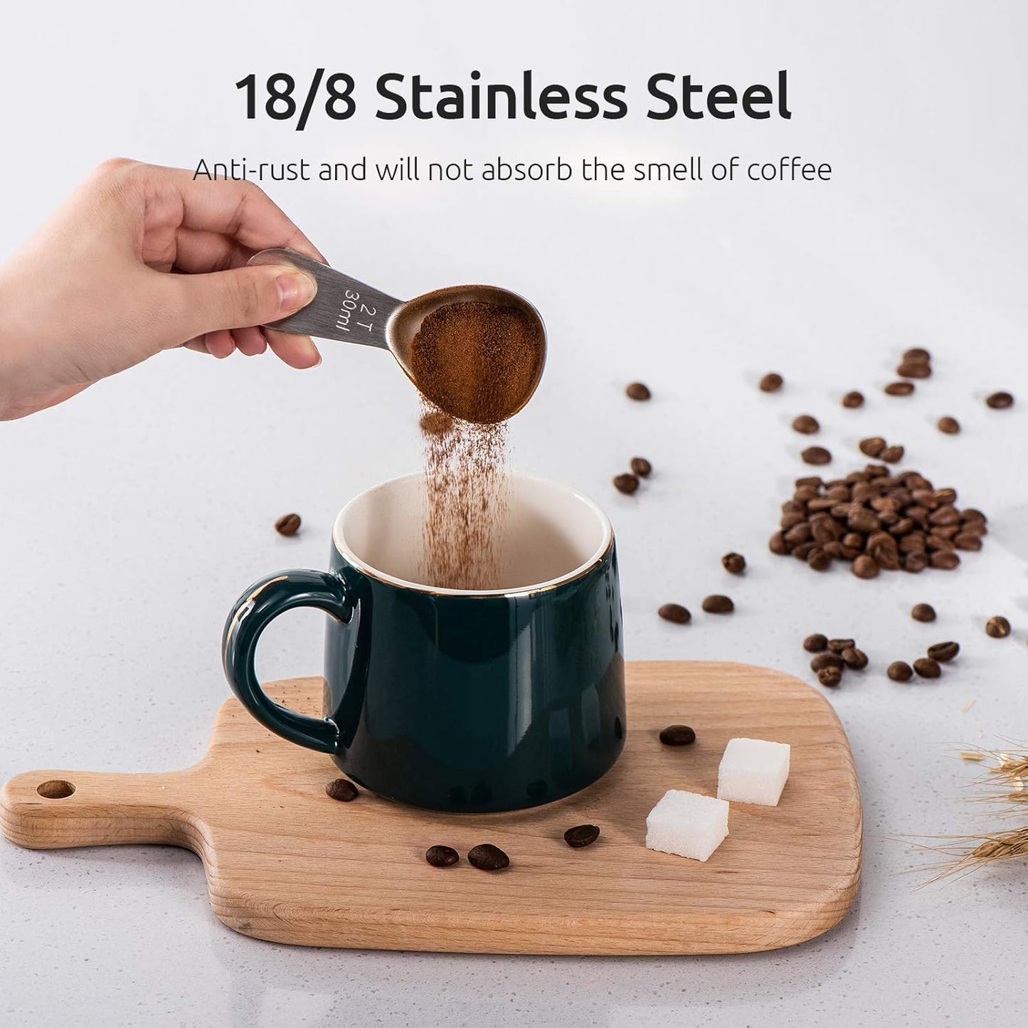 18/8 Stainless Steel Coffee Scoop: 2 Tbsp Scoop Metal Measure Spoon | Stainless Steel Tablespoon Measuring Spoon, Tablespoon Coffee Spoons, Short Handle Tbsp Scooper for Ground Coffee Bean Powder