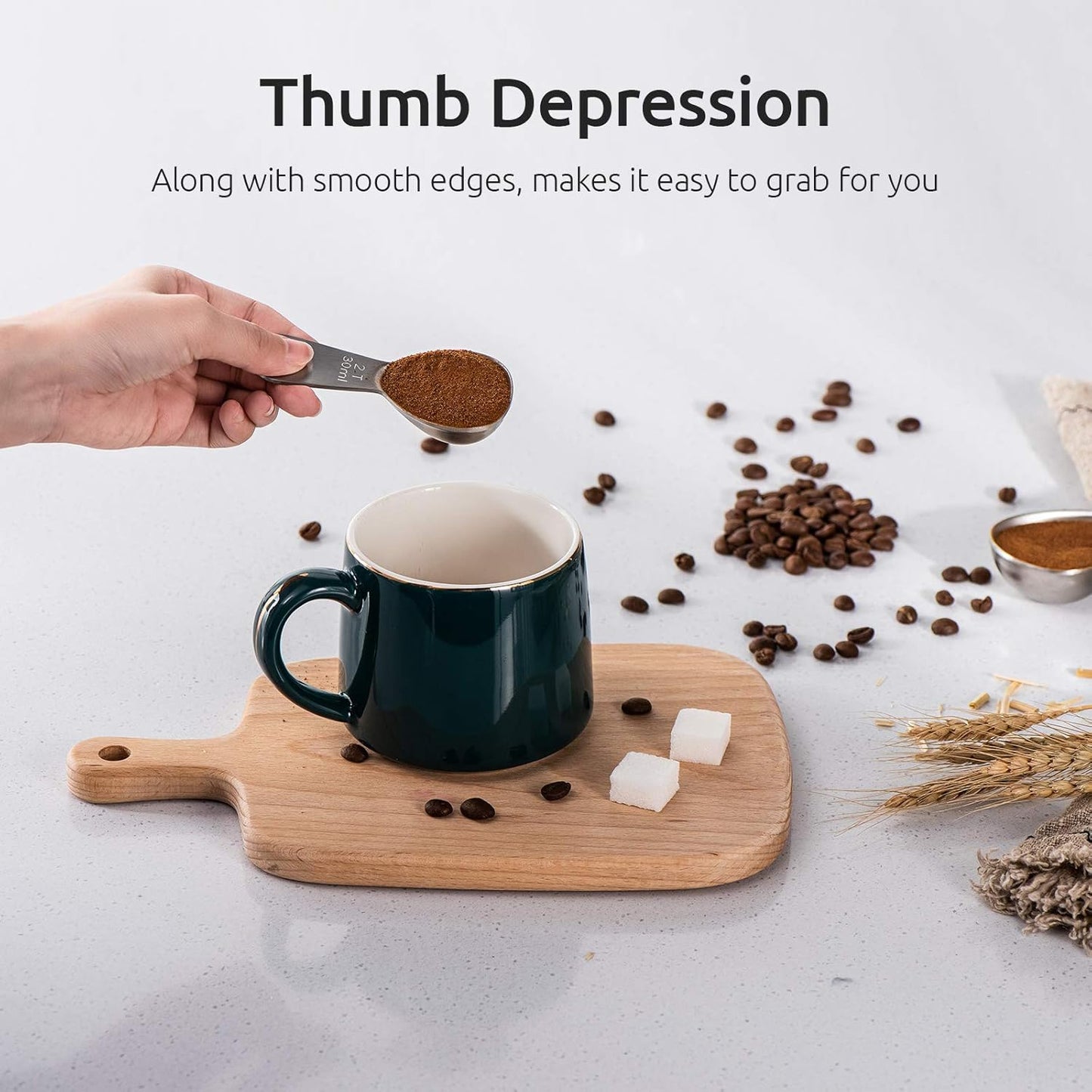 18/8 Stainless Steel Coffee Scoop: 2 Tbsp Scoop Metal Measure Spoon | Stainless Steel Tablespoon Measuring Spoon, Tablespoon Coffee Spoons, Short Handle Tbsp Scooper for Ground Coffee Bean Powder