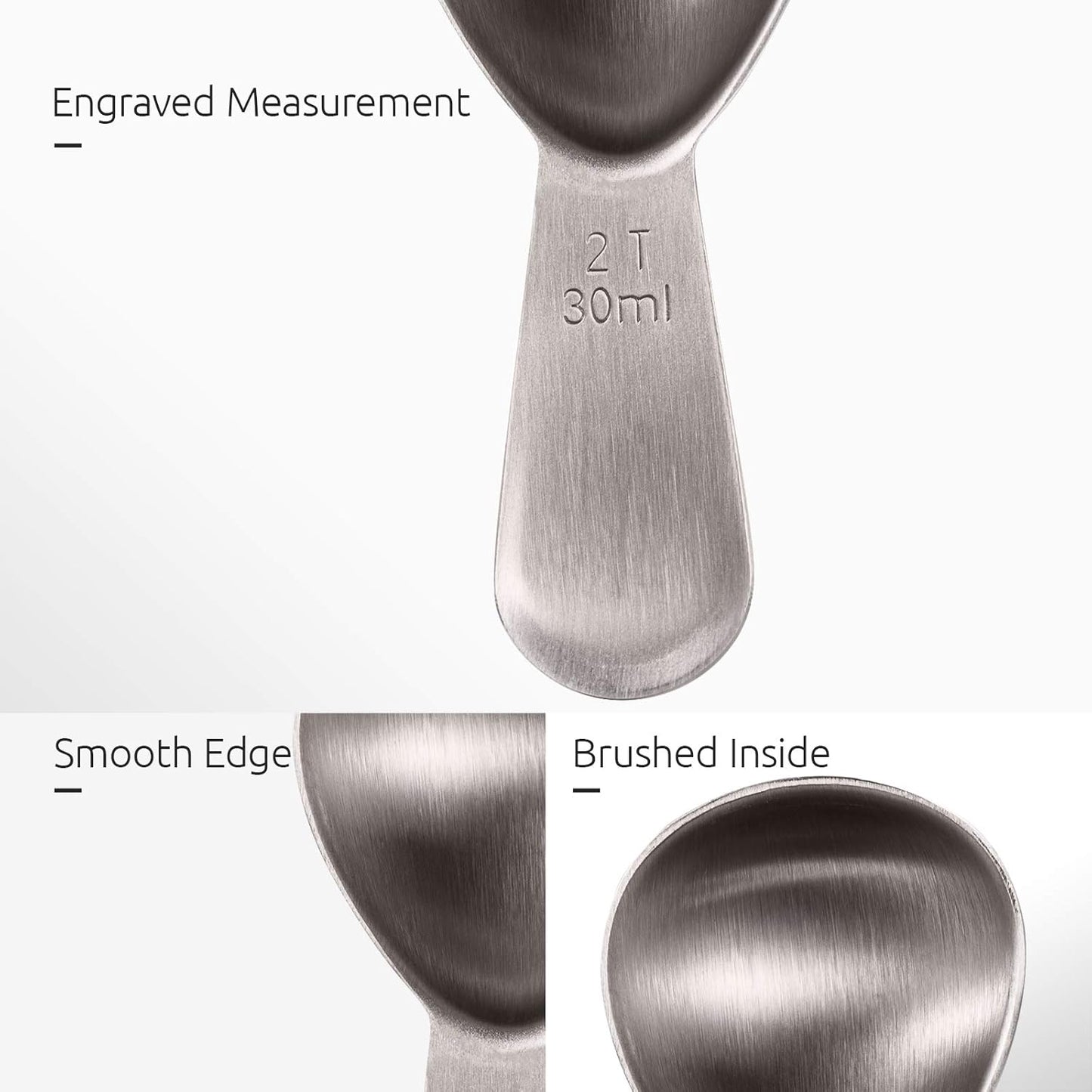 18/8 Stainless Steel Coffee Scoop: 2 Tbsp Scoop Metal Measure Spoon | Stainless Steel Tablespoon Measuring Spoon, Tablespoon Coffee Spoons, Short Handle Tbsp Scooper for Ground Coffee Bean Powder