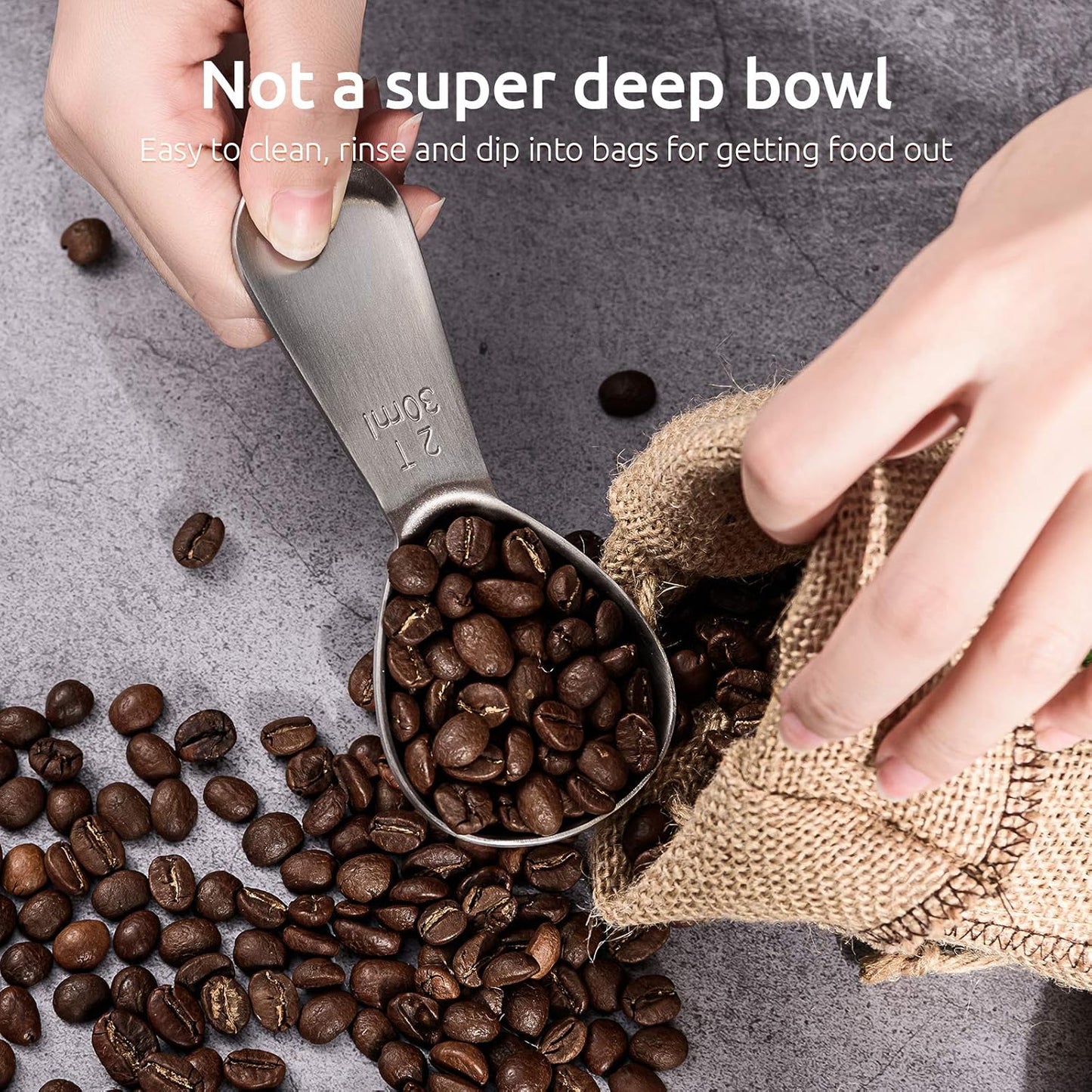 18/8 Stainless Steel Coffee Scoop: 2 Tbsp Scoop Metal Measure Spoon | Stainless Steel Tablespoon Measuring Spoon, Tablespoon Coffee Spoons, Short Handle Tbsp Scooper for Ground Coffee Bean Powder