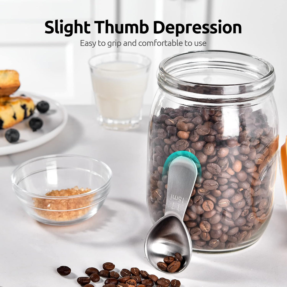 18/8 Stainless Steel Coffee Scoop: 2 Tbsp Scoop Metal Measure Spoon | Stainless Steel Tablespoon Measuring Spoon, Tablespoon Coffee Spoons, Short Handle Tbsp Scooper for Ground Coffee Bean Powder