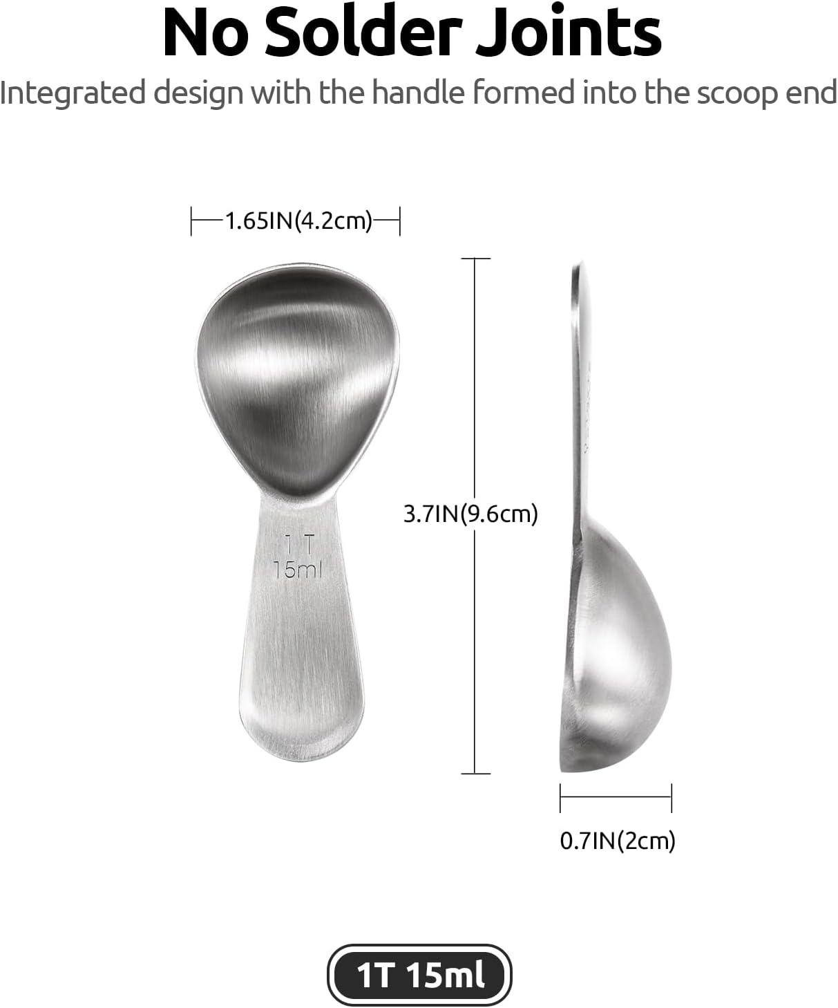 18/8 Stainless Steel Coffee Scoop: 2 Tbsp Scoop Metal Measure Spoon | Stainless Steel Tablespoon Measuring Spoon, Tablespoon Coffee Spoons, Short Handle Tbsp Scooper for Ground Coffee Bean Powder