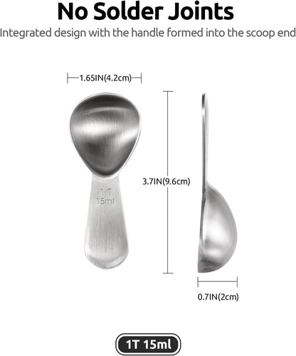 18/8 Stainless Steel Coffee Scoop: 2 Tbsp Scoop Metal Measure Spoon | Stainless Steel Tablespoon Measuring Spoon, Tablespoon Coffee Spoons, Short Handle Tbsp Scooper for Ground Coffee Bean Powder