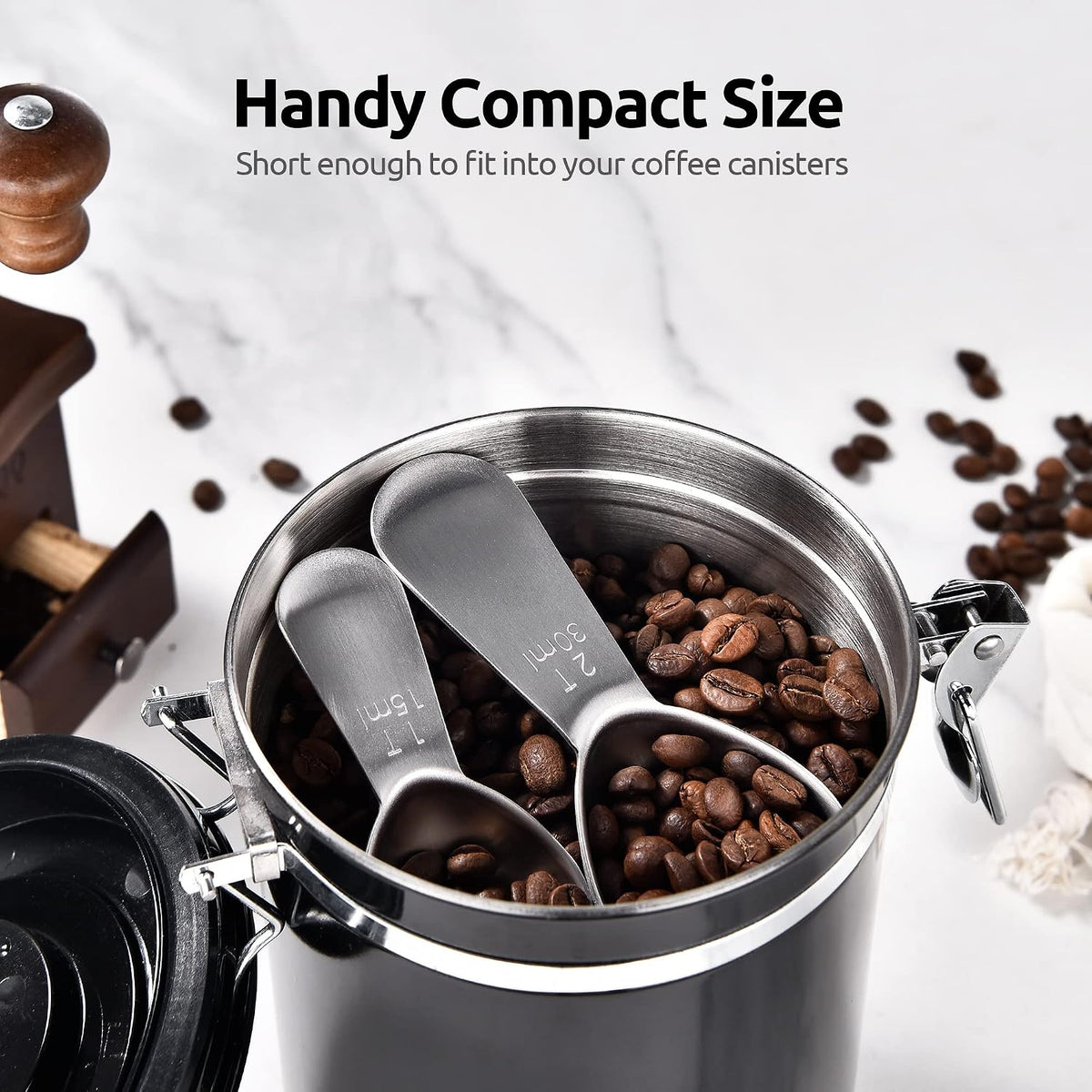 18/8 Stainless Steel Coffee Scoop: 2 Tbsp Scoop Metal Measure Spoon | Stainless Steel Tablespoon Measuring Spoon, Tablespoon Coffee Spoons, Short Handle Tbsp Scooper for Ground Coffee Bean Powder