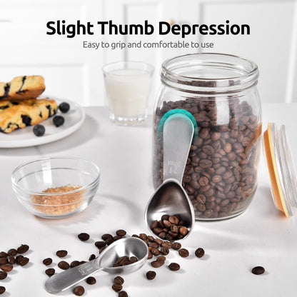 18/8 Stainless Steel Coffee Scoop: 2 Tbsp Scoop Metal Measure Spoon | Stainless Steel Tablespoon Measuring Spoon, Tablespoon Coffee Spoons, Short Handle Tbsp Scooper for Ground Coffee Bean Powder