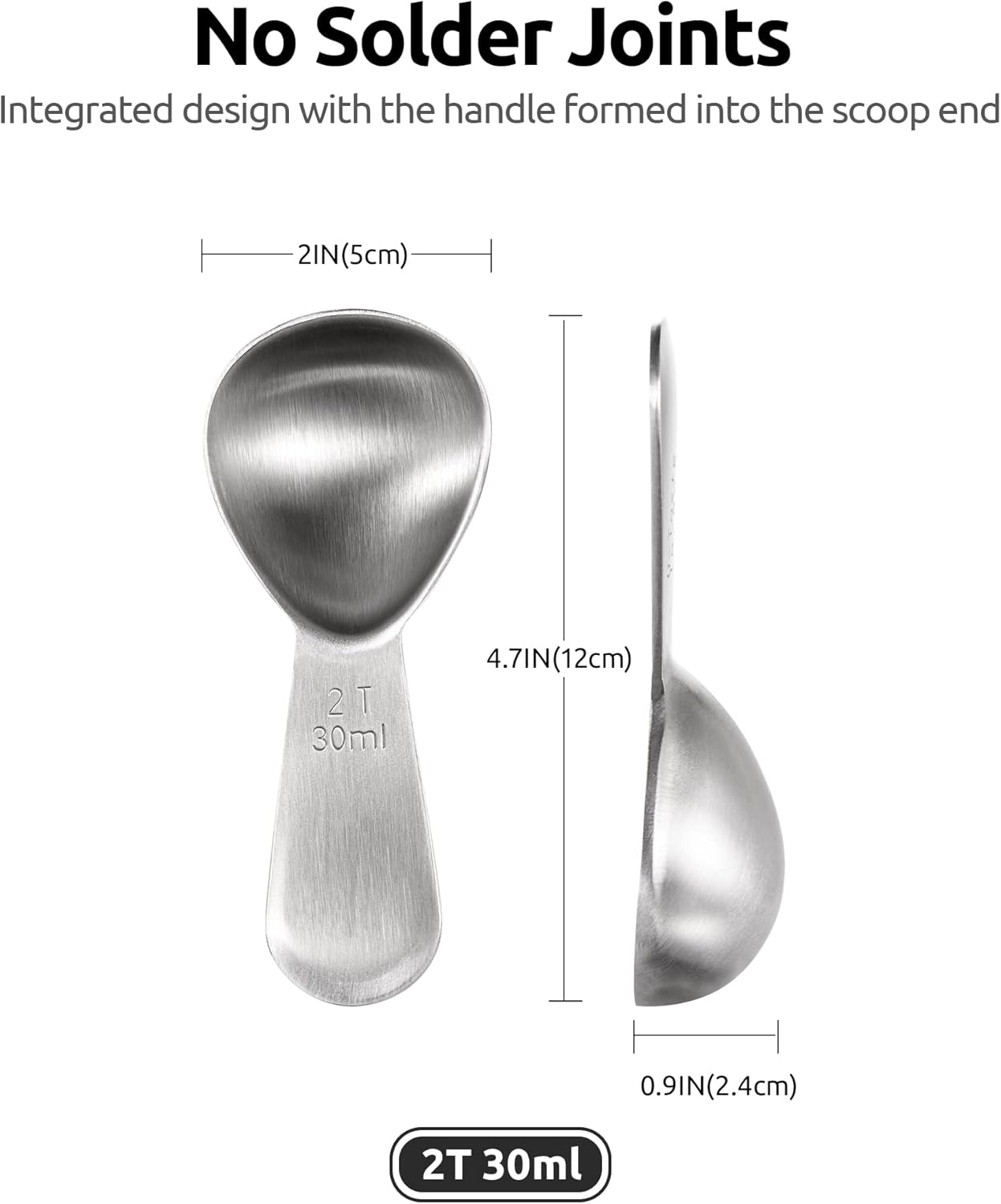 18/8 Stainless Steel Coffee Scoop: 2 Tbsp Scoop Metal Measure Spoon | Stainless Steel Tablespoon Measuring Spoon, Tablespoon Coffee Spoons, Short Handle Tbsp Scooper for Ground Coffee Bean Powder