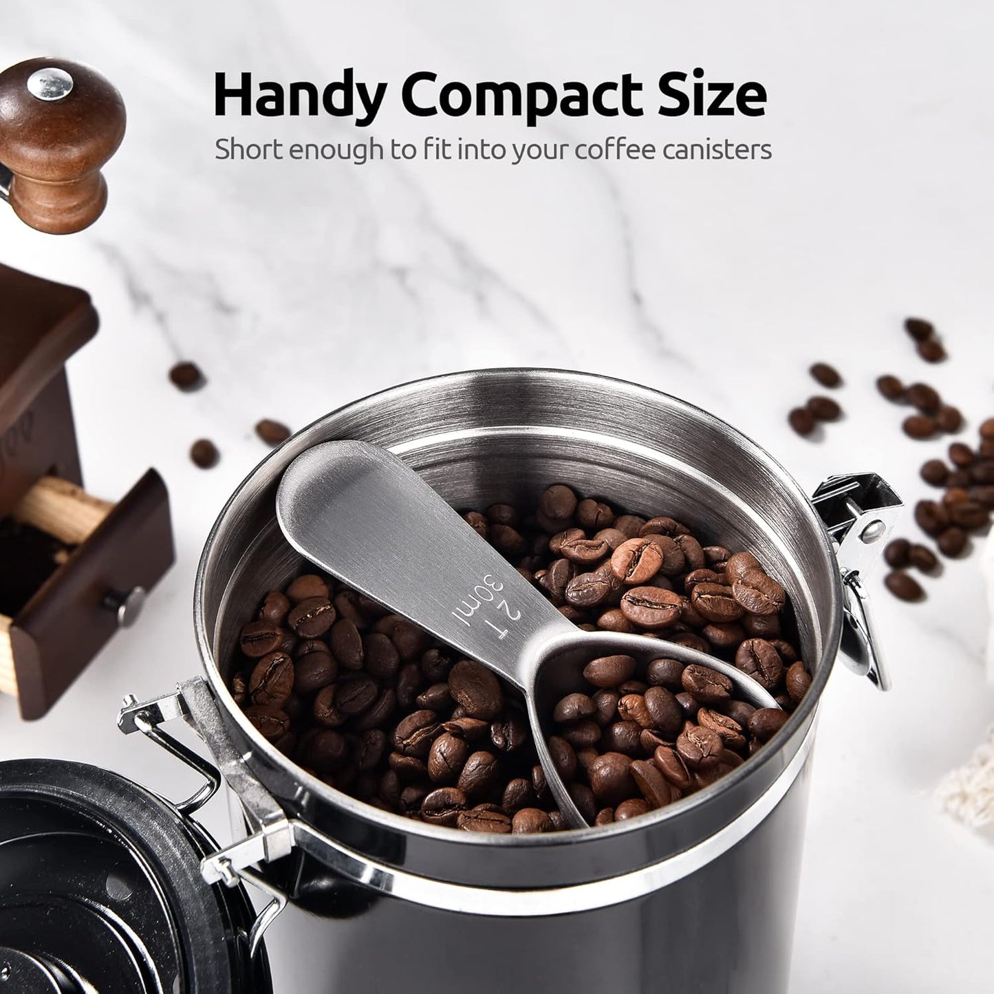 18/8 Stainless Steel Coffee Scoop: 2 Tbsp Scoop Metal Measure Spoon | Stainless Steel Tablespoon Measuring Spoon, Tablespoon Coffee Spoons, Short Handle Tbsp Scooper for Ground Coffee Bean Powder