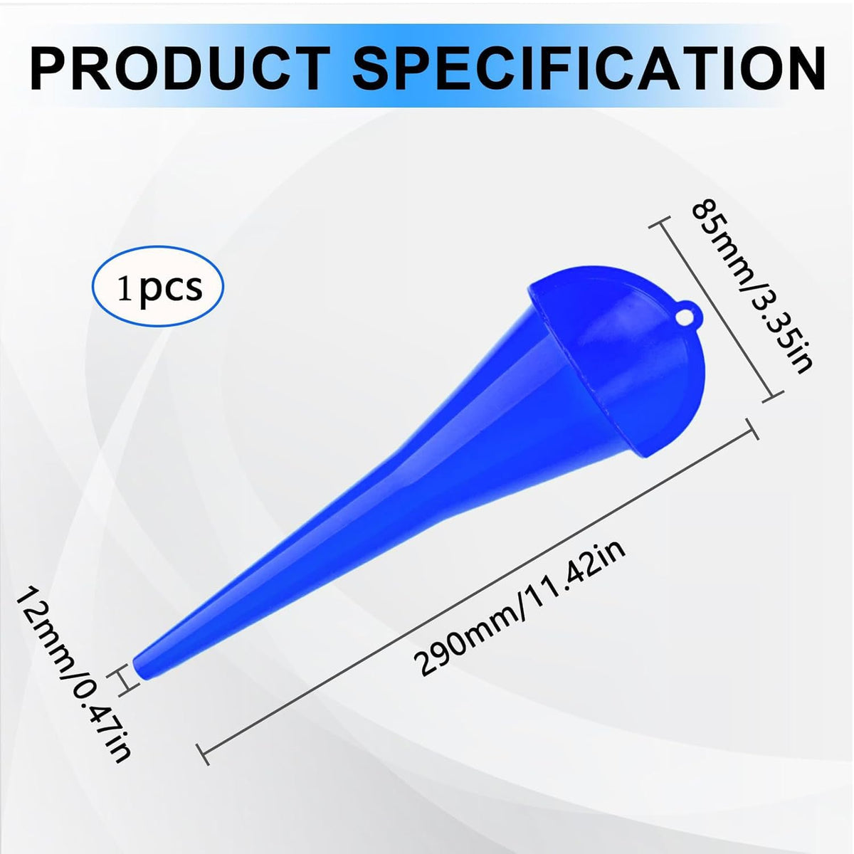 Long-Neck Oil Funnel for Automotive – Multi-Function Plastic Funnel for Oil, Gas & Lubricants – Universal Car Accessory (Blue (1-Pack))