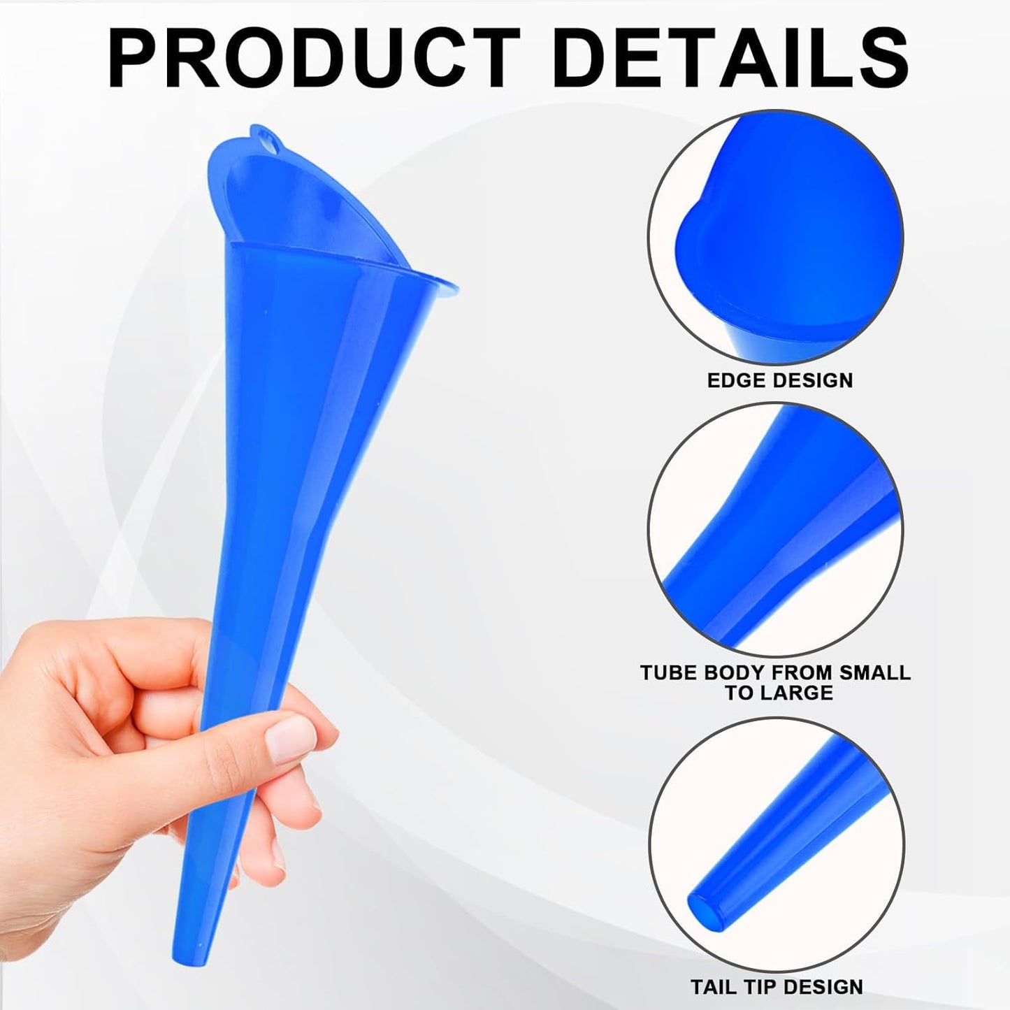 Long-Neck Oil Funnel for Automotive – Multi-Function Plastic Funnel for Oil, Gas & Lubricants – Universal Car Accessory (Blue (1-Pack))