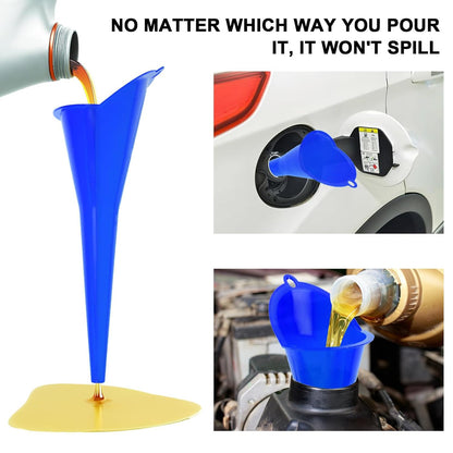 Long-Neck Oil Funnel for Automotive – Multi-Function Plastic Funnel for Oil, Gas & Lubricants – Universal Car Accessory (Blue (1-Pack))