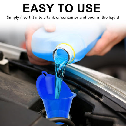 Long-Neck Oil Funnel for Automotive – Multi-Function Plastic Funnel for Oil, Gas & Lubricants – Universal Car Accessory (Blue (1-Pack))