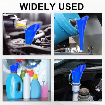 Long-Neck Oil Funnel for Automotive – Multi-Function Plastic Funnel for Oil, Gas & Lubricants – Universal Car Accessory (Blue (1-Pack))