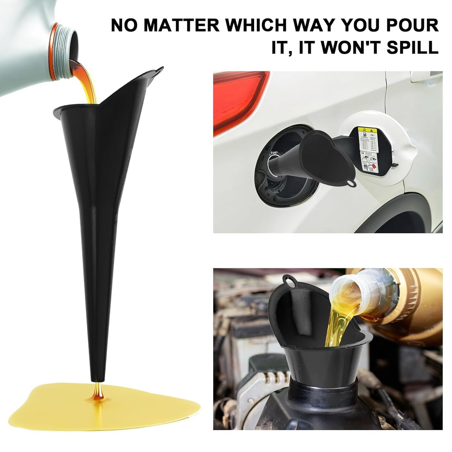 Long-Neck Oil Funnel for Automotive – Multi-Function Plastic Funnel for Oil, Gas & Lubricants – Universal Car Accessory (Blue (1-Pack))