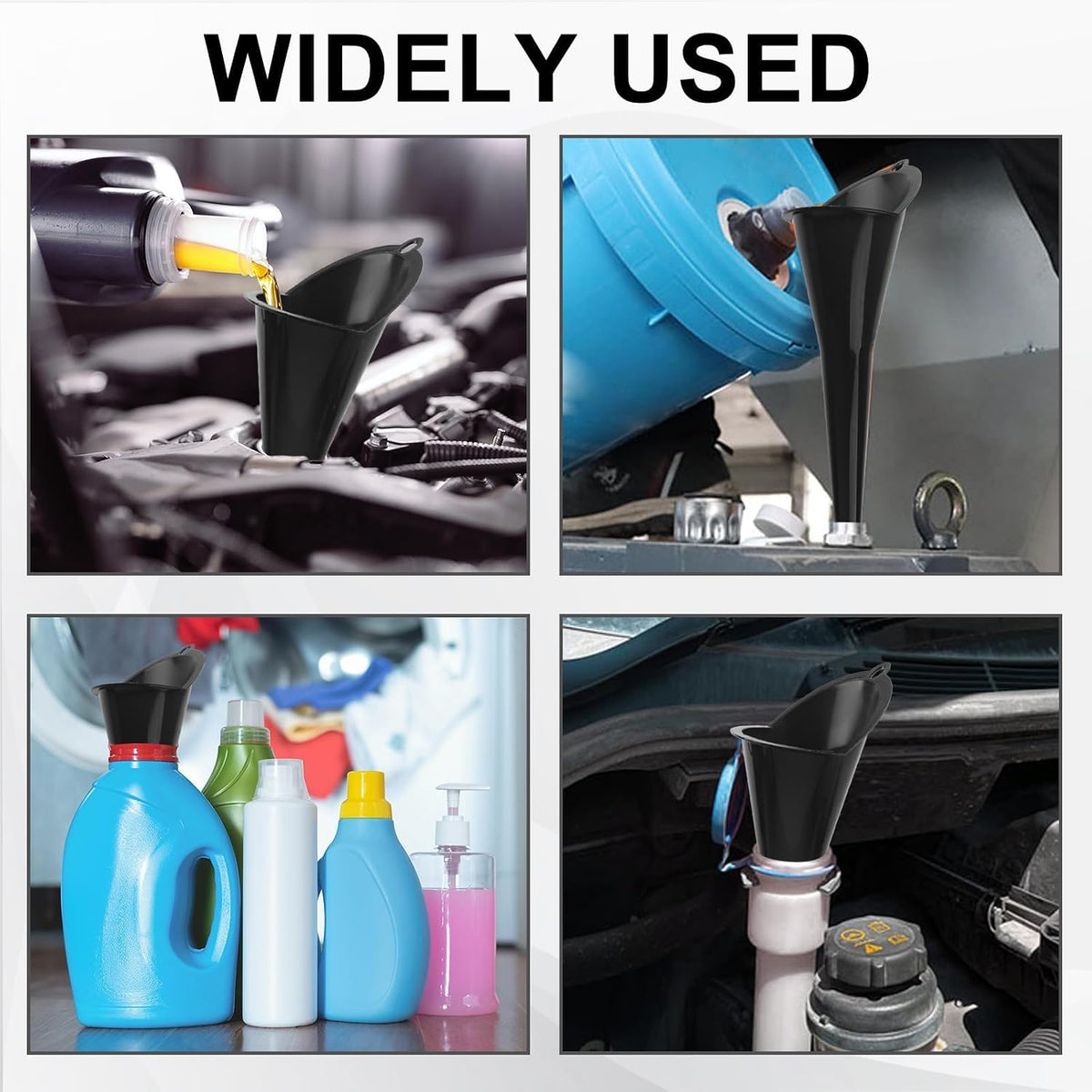 Long-Neck Oil Funnel for Automotive – Multi-Function Plastic Funnel for Oil, Gas & Lubricants – Universal Car Accessory (Blue (1-Pack))