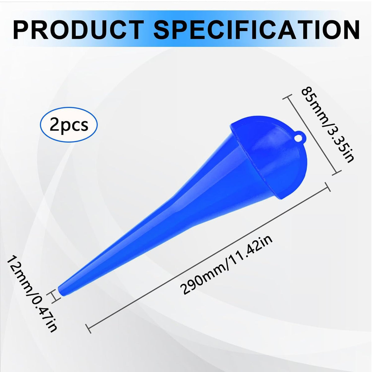 Long-Neck Oil Funnel for Automotive – Multi-Function Plastic Funnel for Oil, Gas & Lubricants – Universal Car Accessory (Blue (1-Pack))