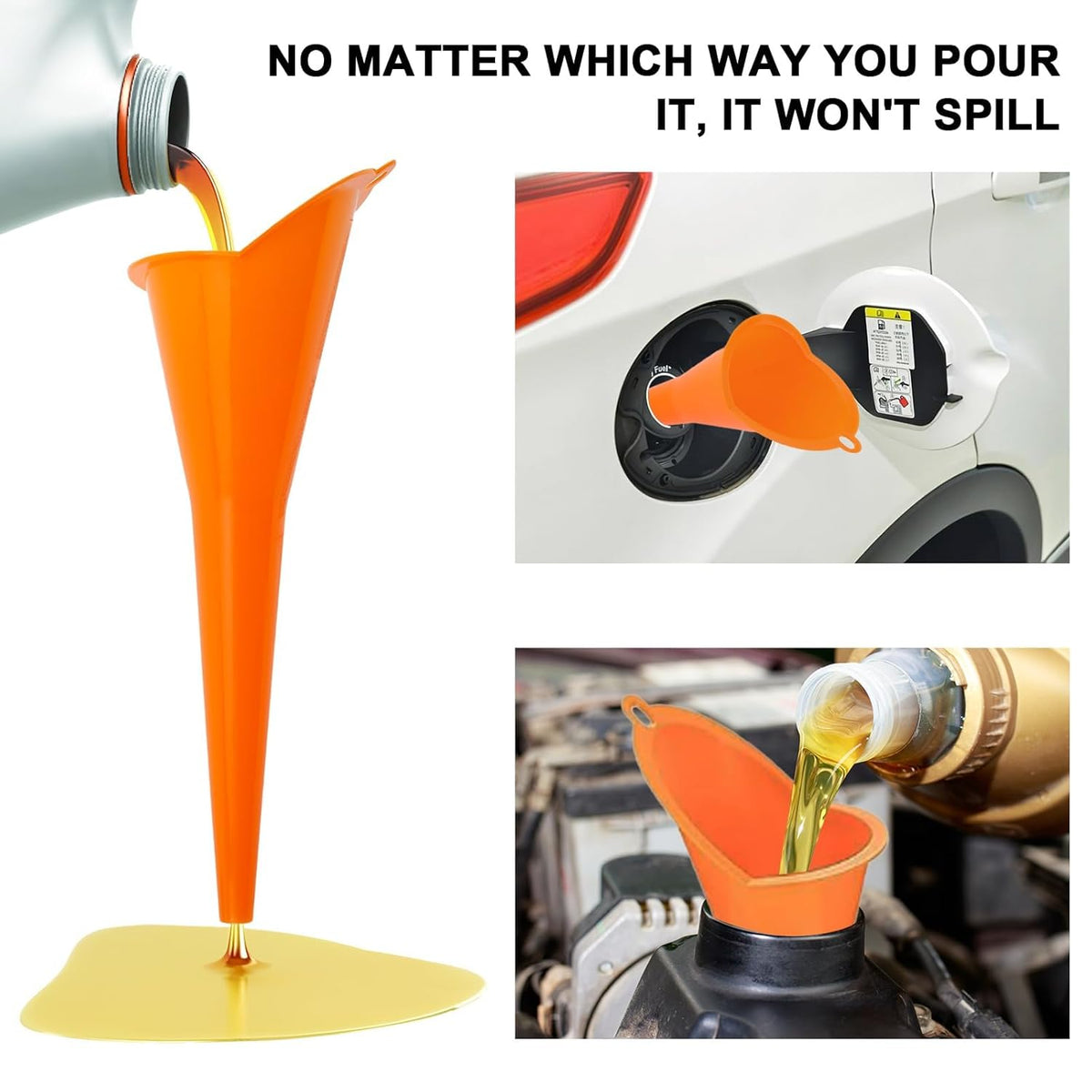 Long-Neck Oil Funnel for Automotive – Multi-Function Plastic Funnel for Oil, Gas & Lubricants – Universal Car Accessory (Blue (1-Pack))