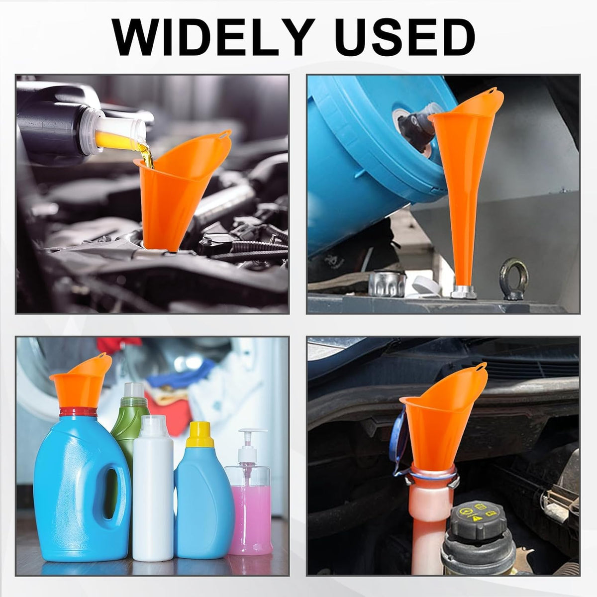 Long-Neck Oil Funnel for Automotive – Multi-Function Plastic Funnel for Oil, Gas & Lubricants – Universal Car Accessory (Blue (1-Pack))