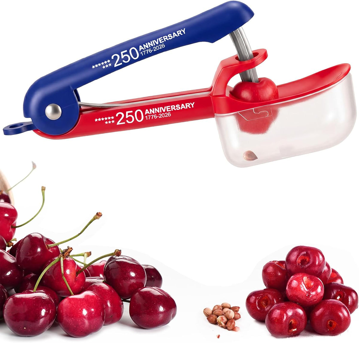 Cherry Pitter - Stainless Steel Cherries Pitter Tool Cherries Corer Cherry Remover for Making Cherry Jam with Lock Design(Black)
