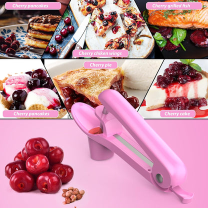 Cherry Pitter - Stainless Steel Cherries Pitter Tool Cherries Corer Cherry Remover for Making Cherry Jam with Lock Design(Black)