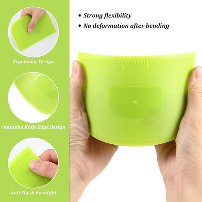 4 Piece Plastic Dough Scraper Bowl Scraper Flexible Multipurpose Food Spatula Plastic Daigh Cutter for Bread Cake Dough Fondant Icing (White, Green, Yellow, Red)