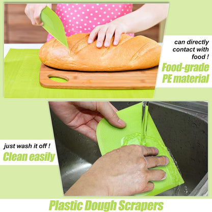 4 Piece Plastic Dough Scraper Bowl Scraper Flexible Multipurpose Food Spatula Plastic Daigh Cutter for Bread Cake Dough Fondant Icing (White, Green, Yellow, Red)