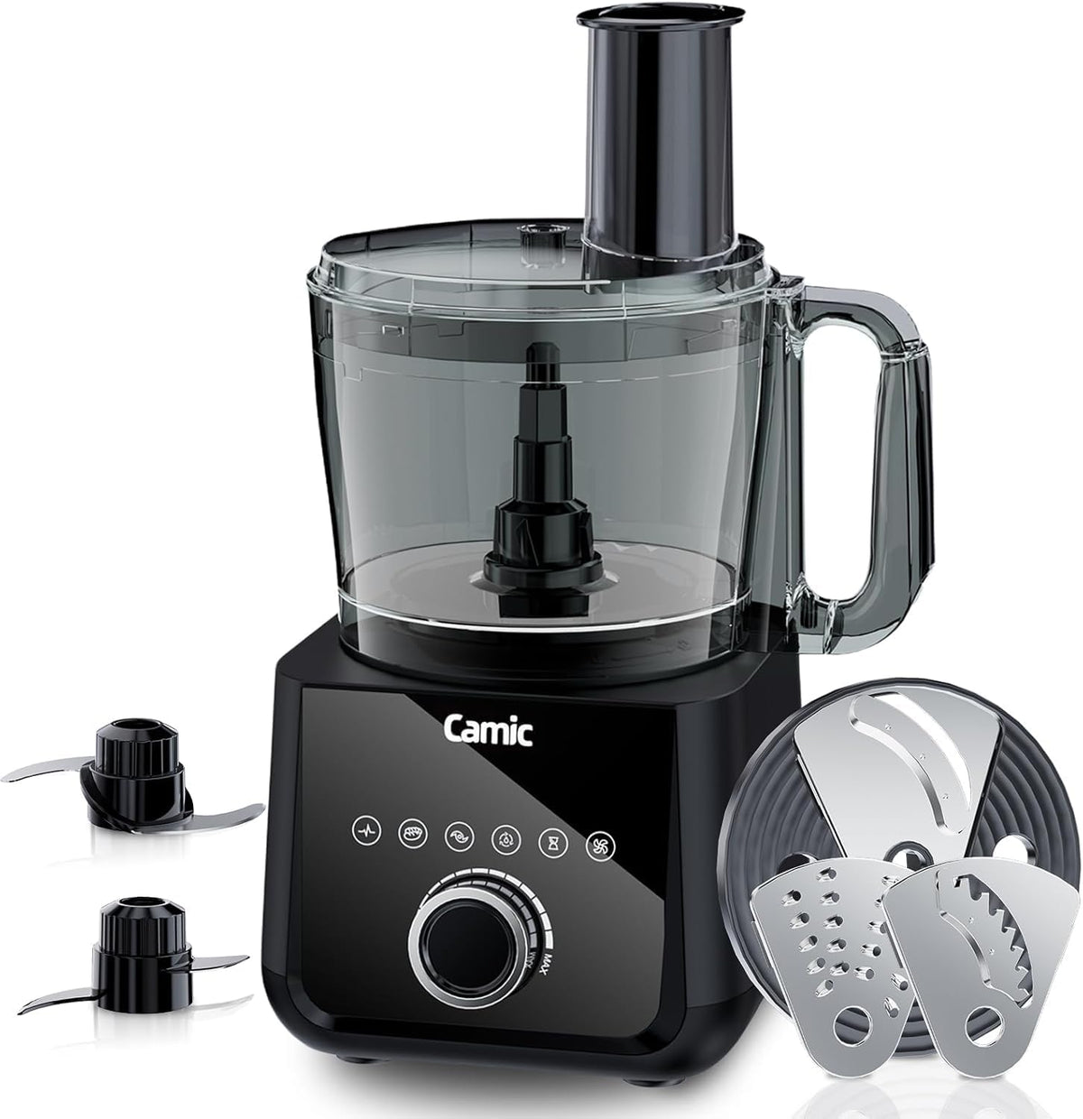 Food Processor, 600W, Shredding and Slicing, French Fries Cutter, Kneading, Meat and Vegetable Chopping, Ice Crushing, 6 Presets, Easy to Operate and Clean for Home Use (Standard Version)