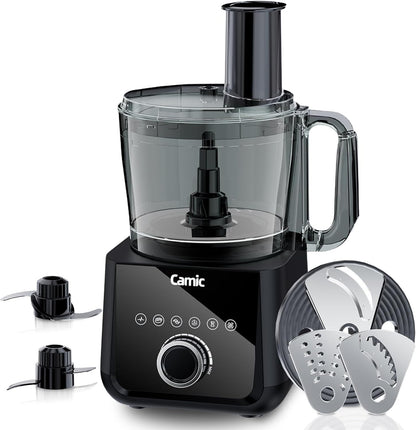Food Processor, 600W, Shredding and Slicing, French Fries Cutter, Kneading, Meat and Vegetable Chopping, Ice Crushing, 6 Presets, Easy to Operate and Clean for Home Use (Standard Version)