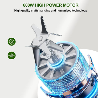 Food Processor, 600W, Shredding and Slicing, French Fries Cutter, Kneading, Meat and Vegetable Chopping, Ice Crushing, 6 Presets, Easy to Operate and Clean for Home Use (Standard Version)
