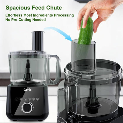 Food Processor, 600W, Shredding and Slicing, French Fries Cutter, Kneading, Meat and Vegetable Chopping, Ice Crushing, 6 Presets, Easy to Operate and Clean for Home Use (Standard Version)