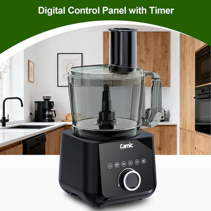 Food Processor, 600W, Shredding and Slicing, French Fries Cutter, Kneading, Meat and Vegetable Chopping, Ice Crushing, 6 Presets, Easy to Operate and Clean for Home Use (Standard Version)