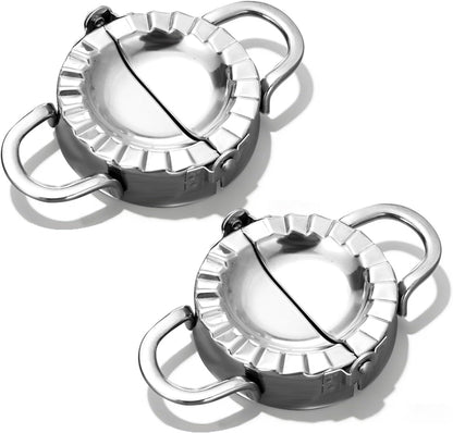 Stainless Steel Dumpling Ravioli Maker Press,2 Pack Pierogi Mold - Wonton Mould, Easy-tool for Dumpling Wrapper Dough Stamp Cutter Pastry Pie Making (2 pcs dumpling maker)